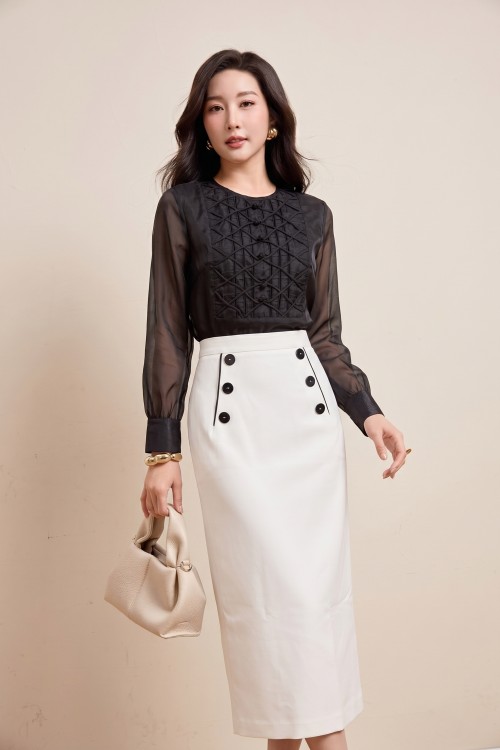 Sixdo Black Organza Blouse
